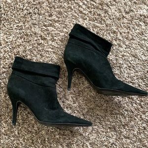 BCBG black suede heel boot
